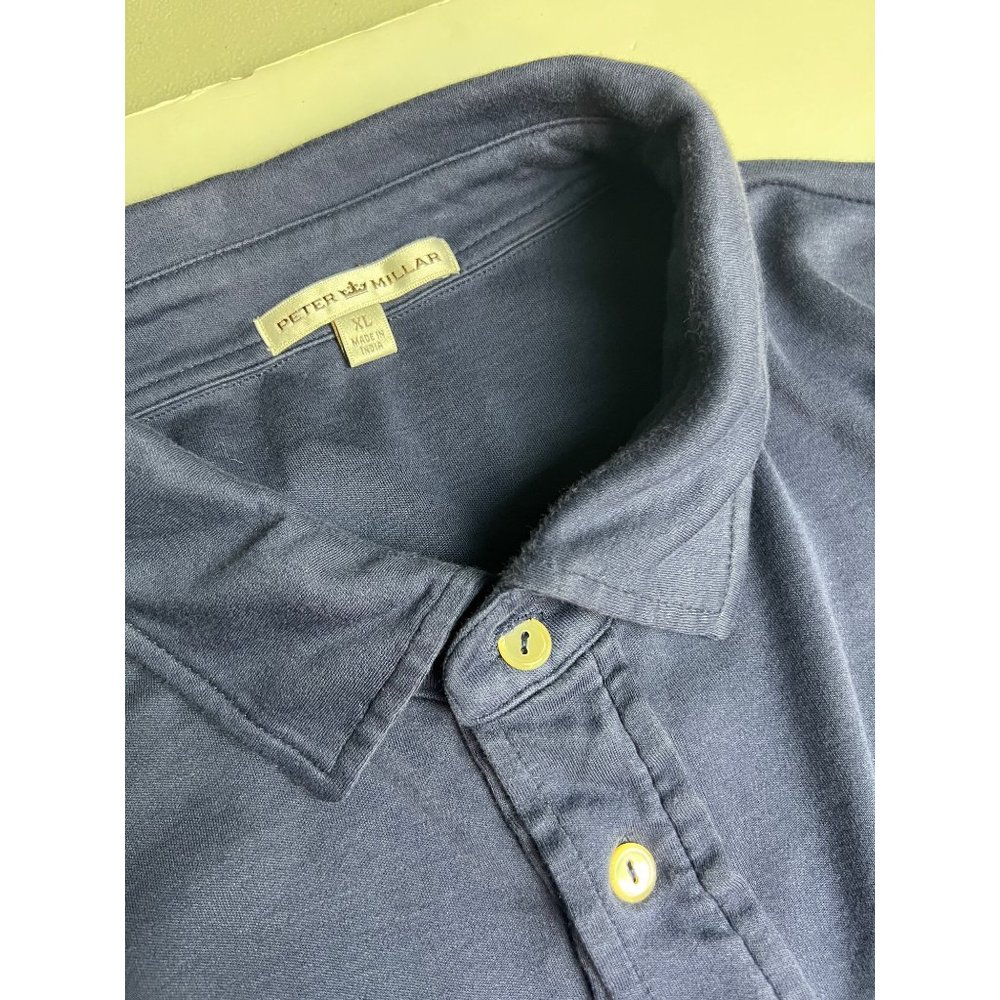 Peter Millar Men Golf Polo Shirt Navy Blue 100% Cotton Short Sleeve Large XL - Picture 3 of 6